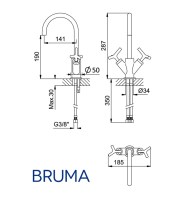 MEDIDAS MEZCLADOR LAVABO GENESI BRUMA